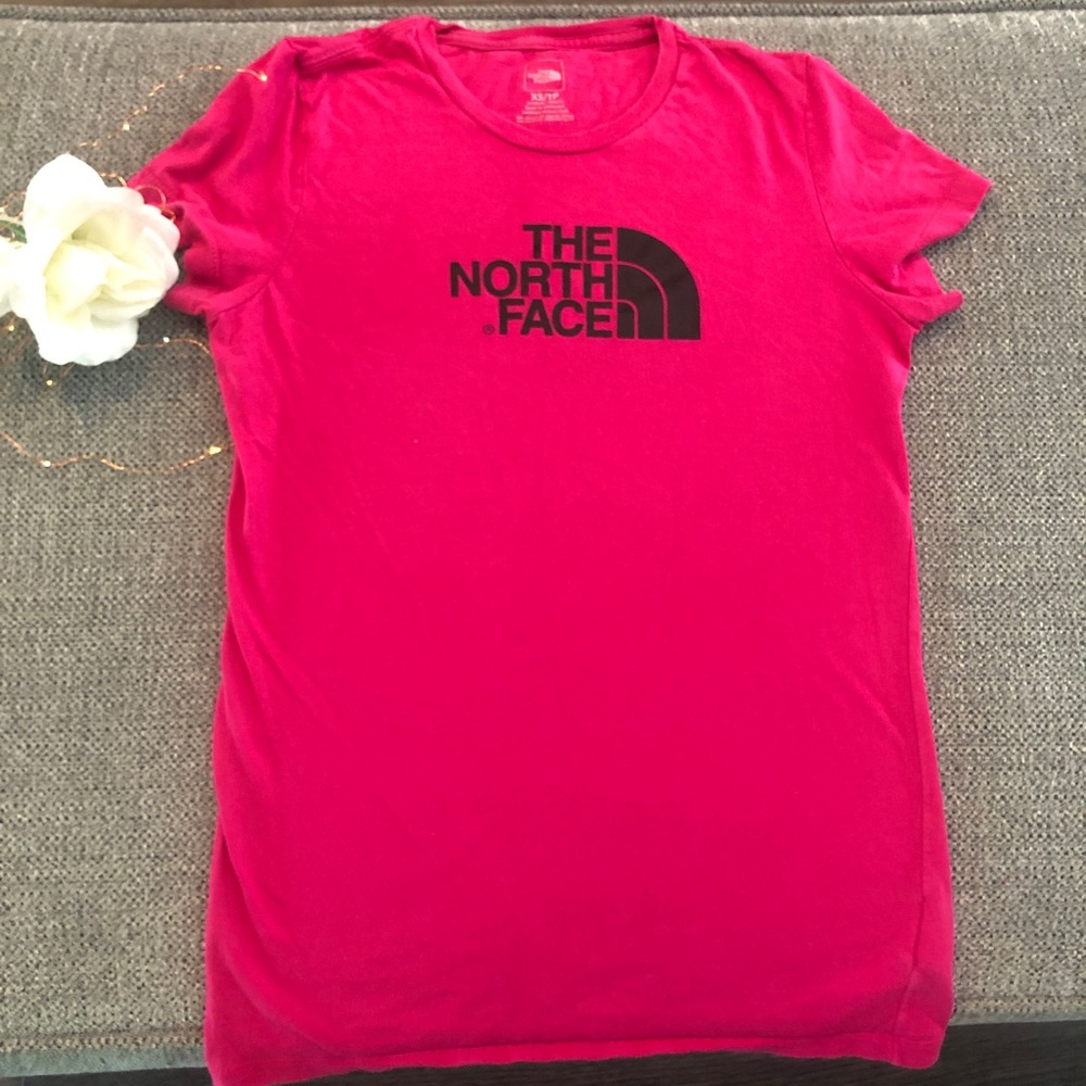 Pink and black North Face T-shirt size XS